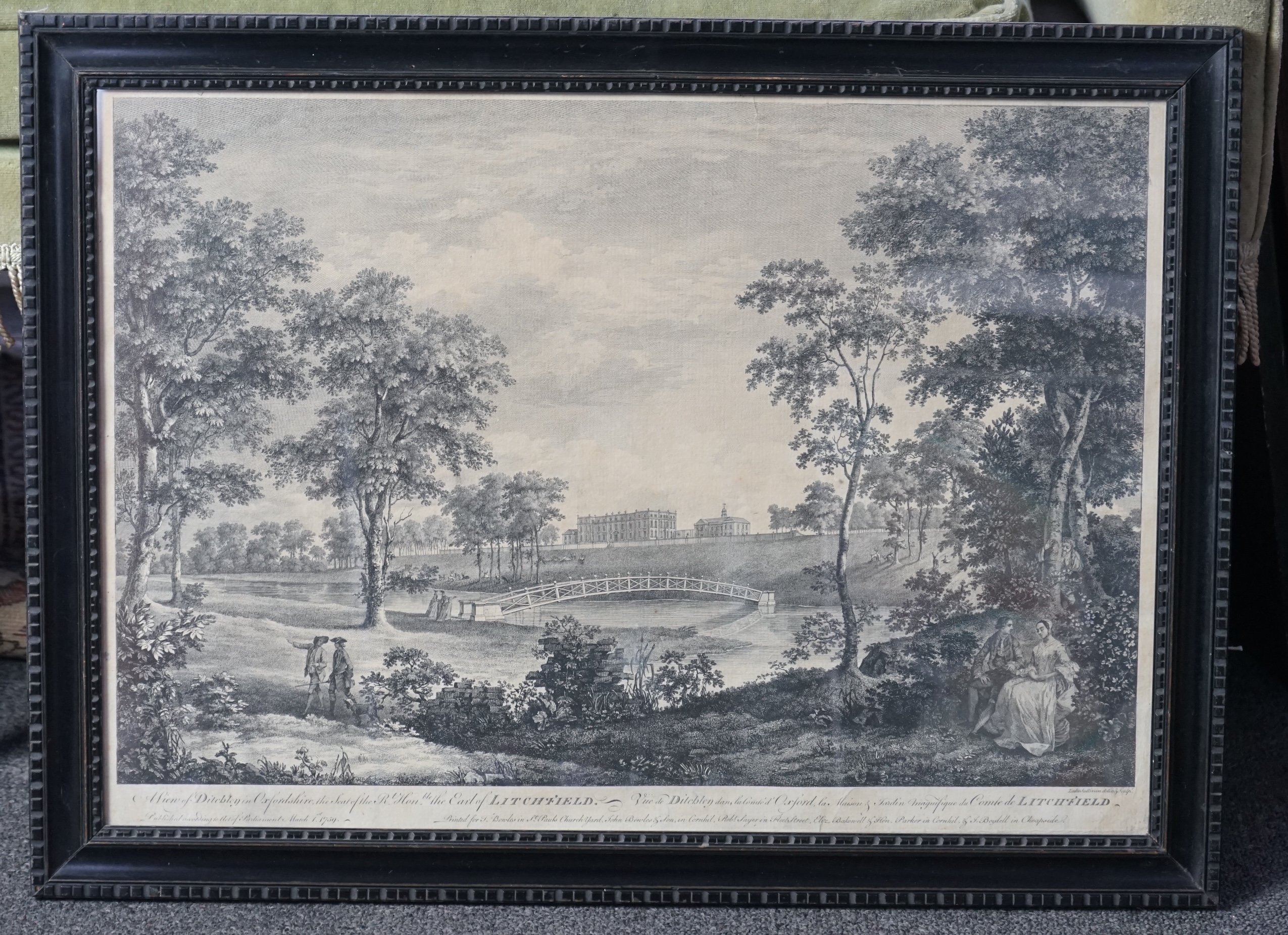 Luke Sullivan (Irish, 1705–1771), A View of Ditchley in Oxfordshire, the seat of the Rt Honourable the Earl of Litchfield, 1759, engraving, 37 x 52cm